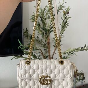 Gucci White and Gold Quilted Crossbody